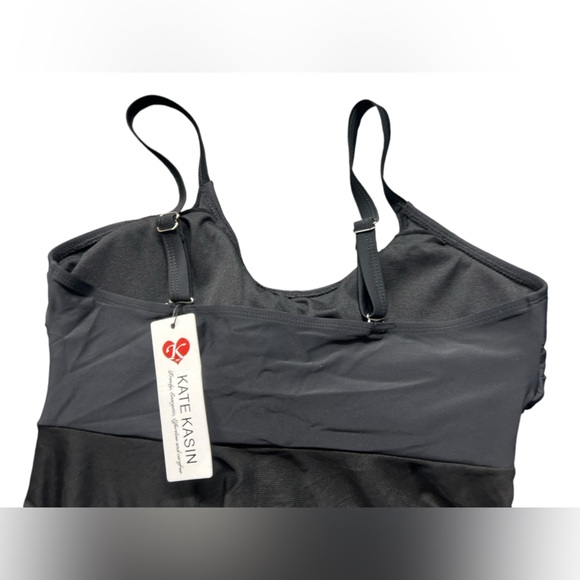 KATE KASIN flowy black sheer twist front long modest tankini swim top sz M NWT - Picture 8 of 8